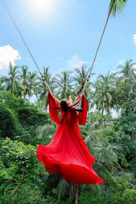 Bali Swing experience above a tropical landscape